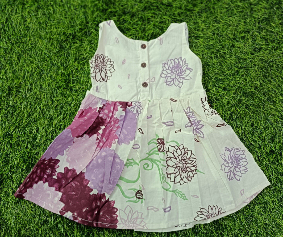 Girls’ Ivory Floral Sleeveless Party Frock