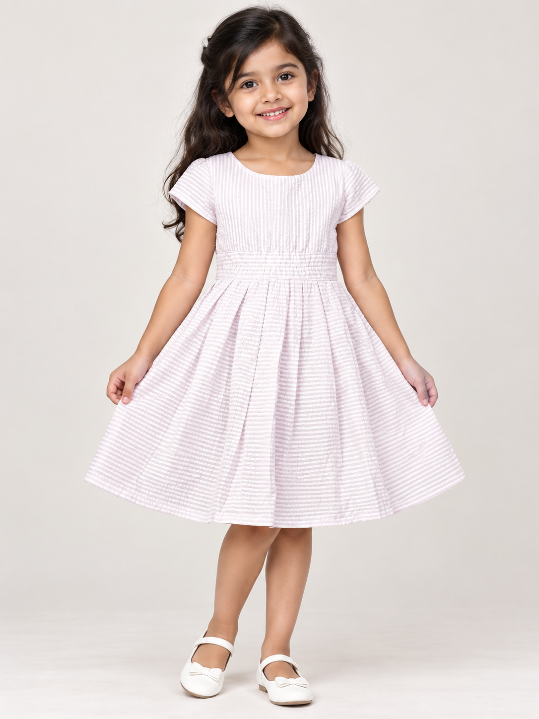 Girls’ Light Pink Textured Party Frock