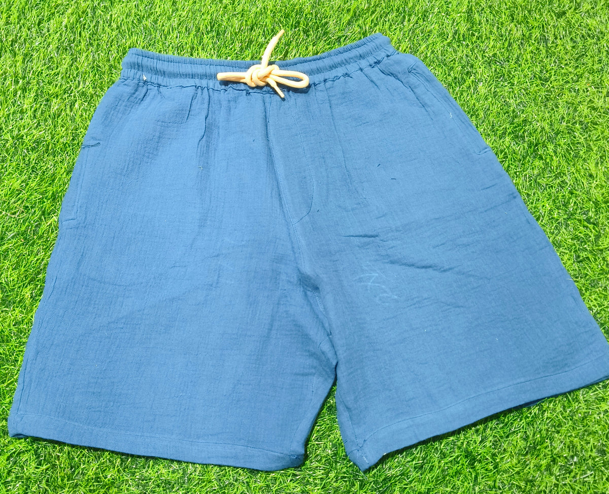 Men’s Blue Elastic Waist Casual Short