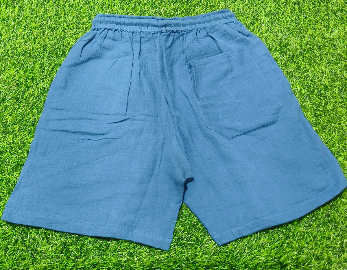 Men’s Blue Elastic Waist Casual Short