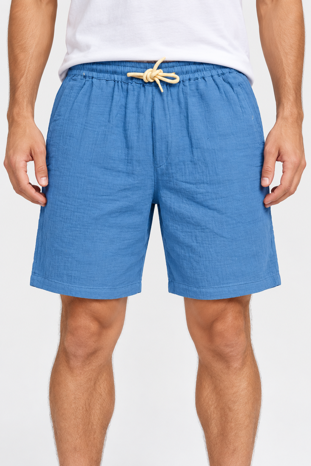 Men’s Blue Elastic Waist Casual Short