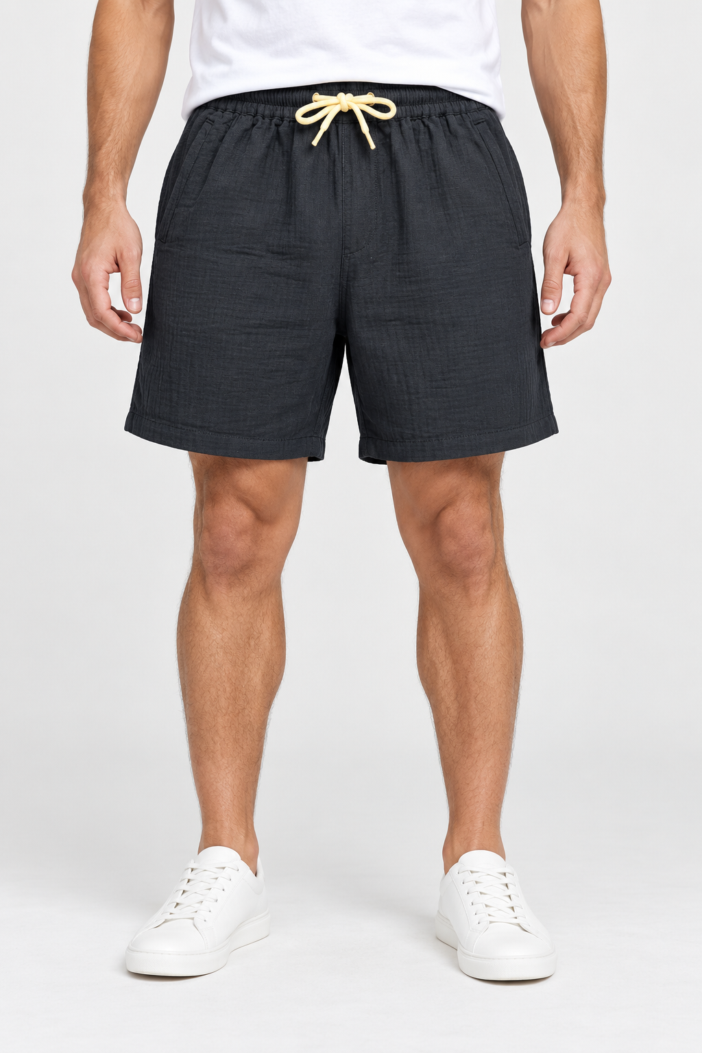 Men’s Navy Blue Elastic Waist Casual Short