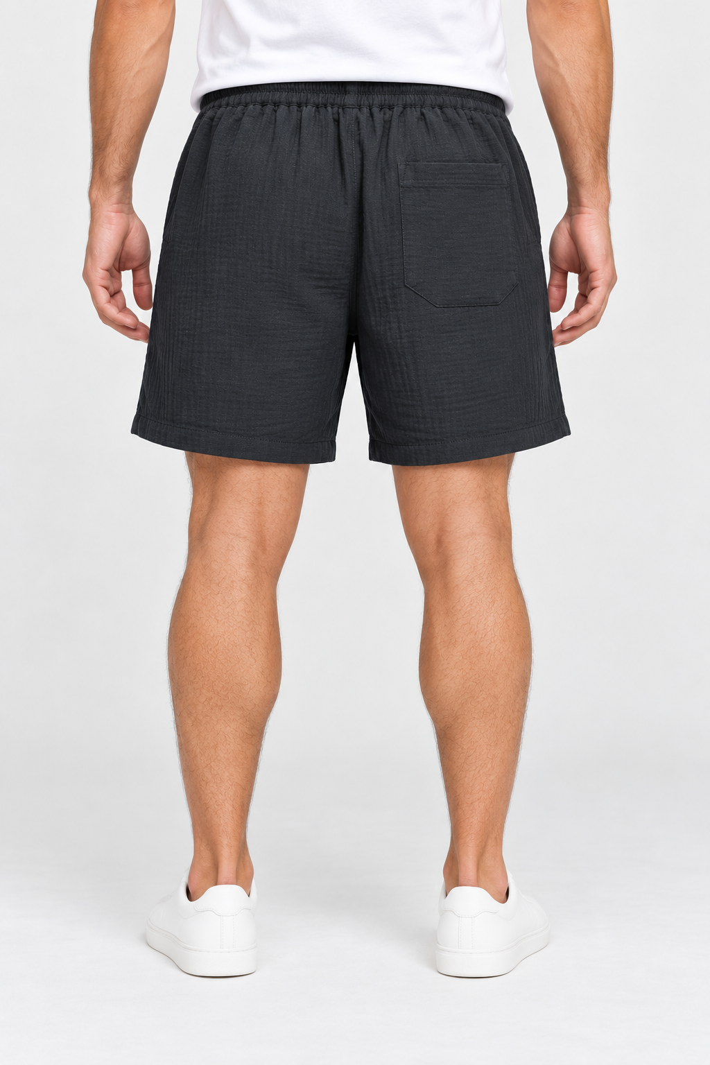 Men’s Navy Blue Elastic Waist Casual Short