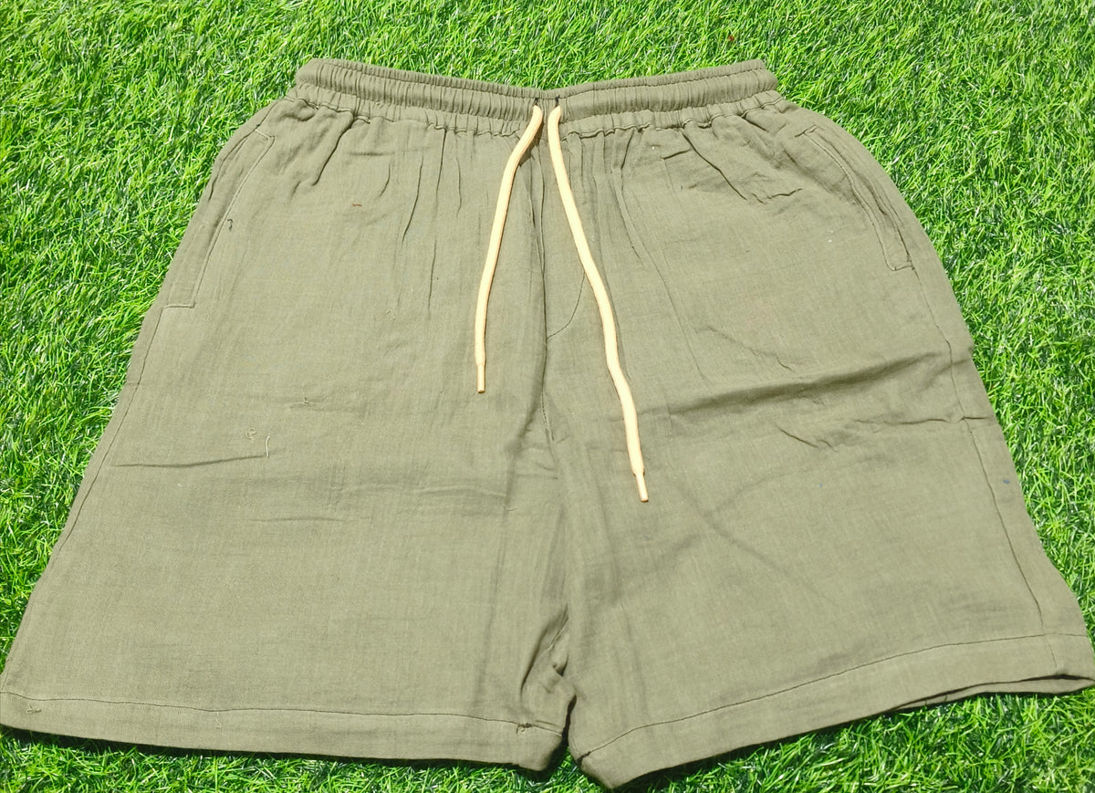 Men’s Light Olive Green Elastic Waist Casual Short