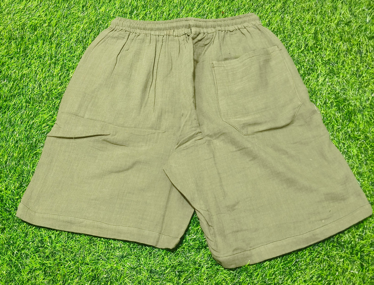 Men’s Light Olive Green Elastic Waist Casual Short