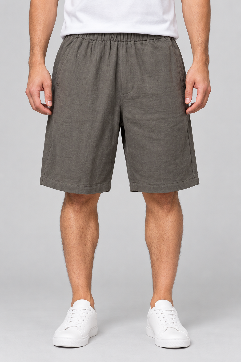 Men’s Dark Grey Elastic Waist Casual Short