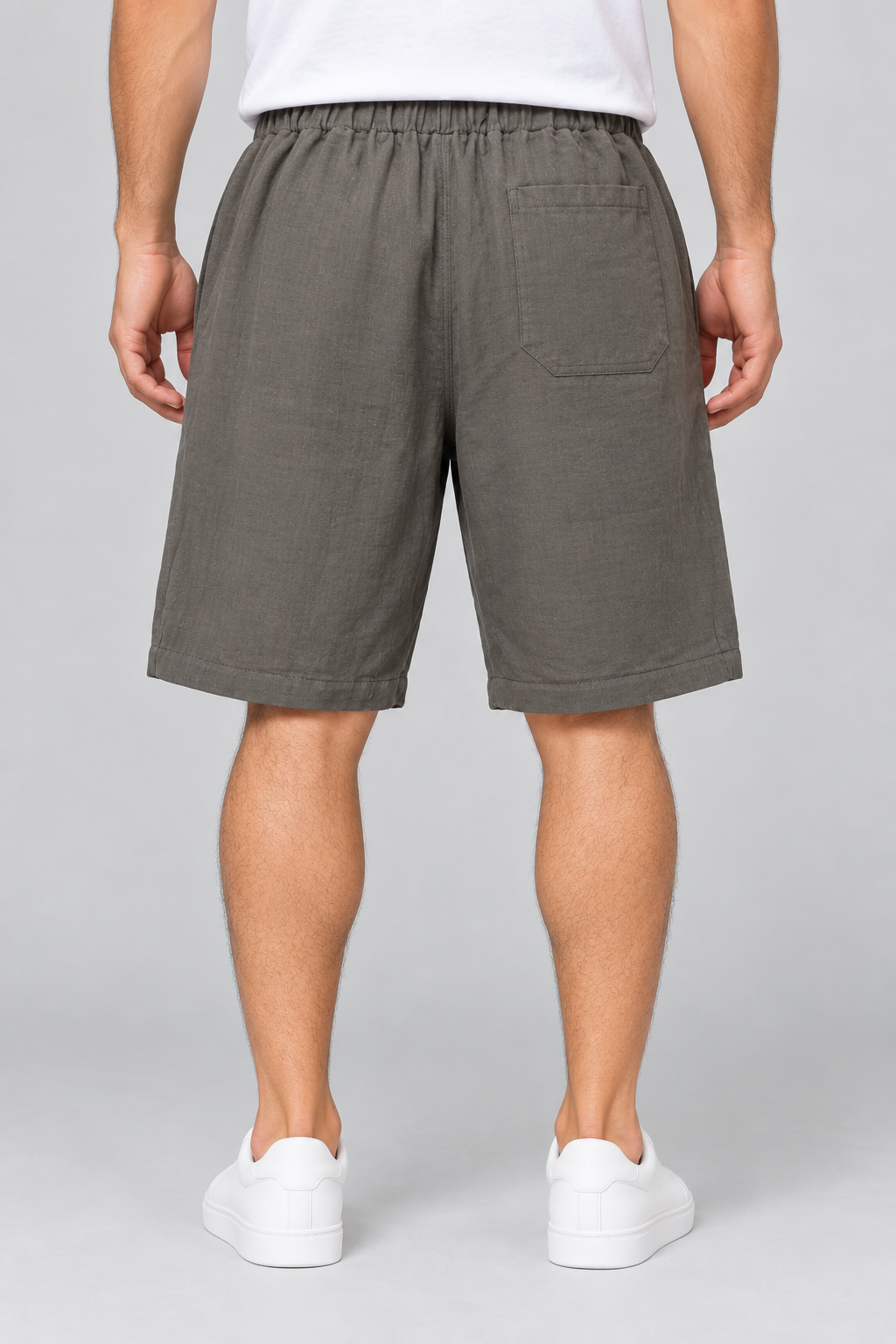 Men’s Dark Grey Elastic Waist Casual Short