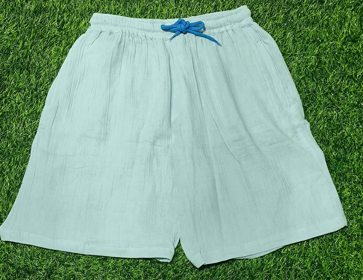 Men’s Light Sky Blue Elastic Waist Casual Short
