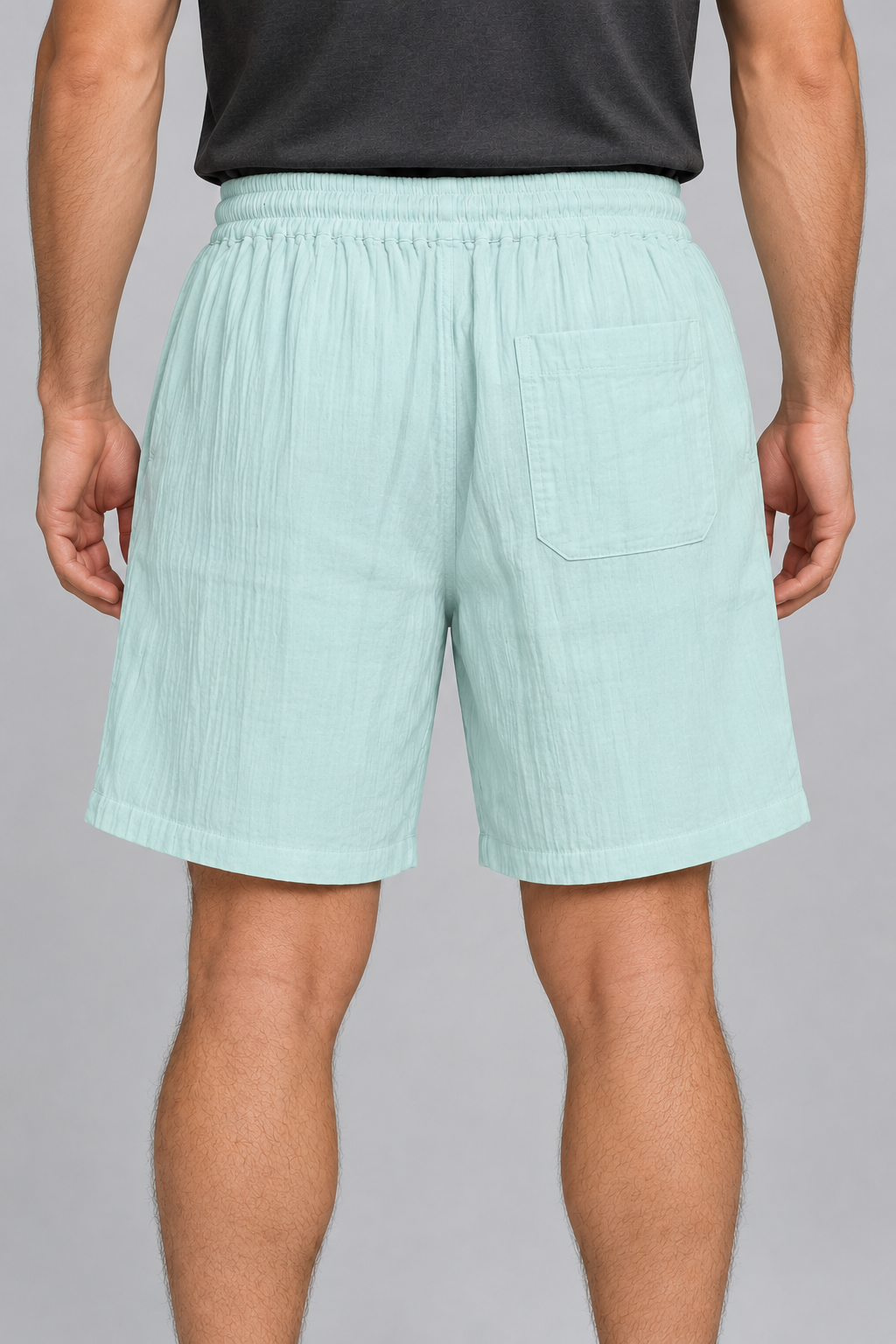 Men’s Light Sky Blue Elastic Waist Casual Short