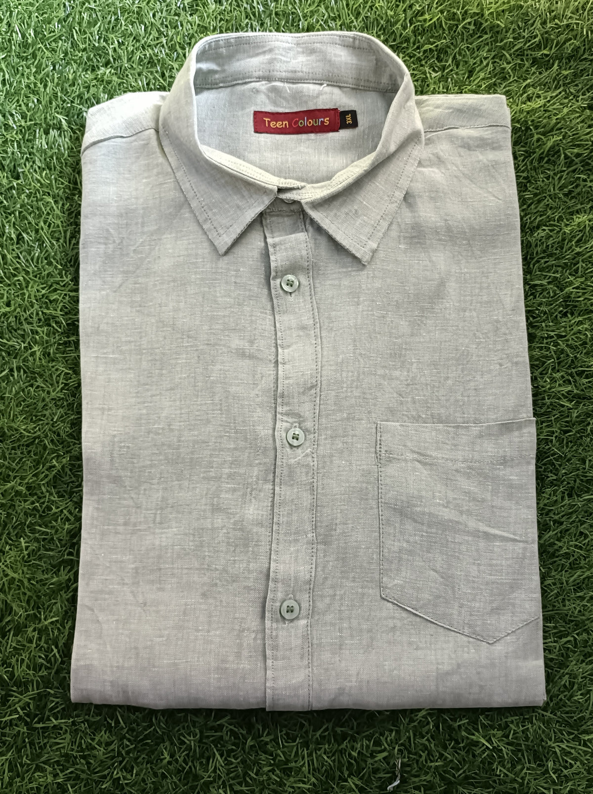 Men's Light Grey Solid Full Sleeve Linen Shirt