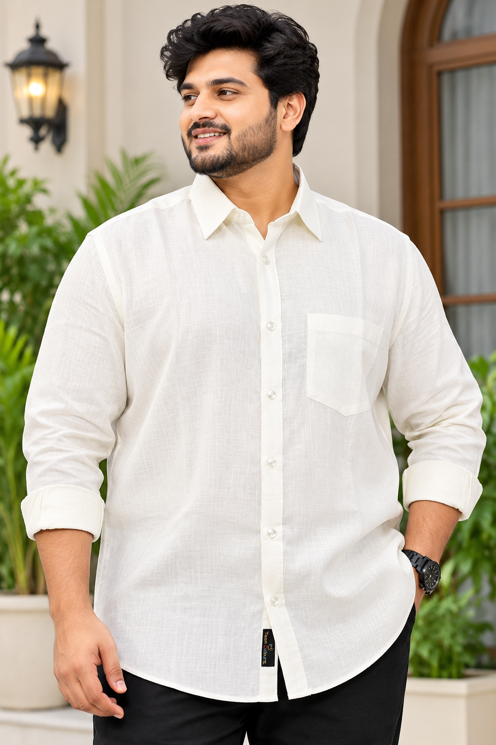 Men's White Linen Full Sleeve Shirt