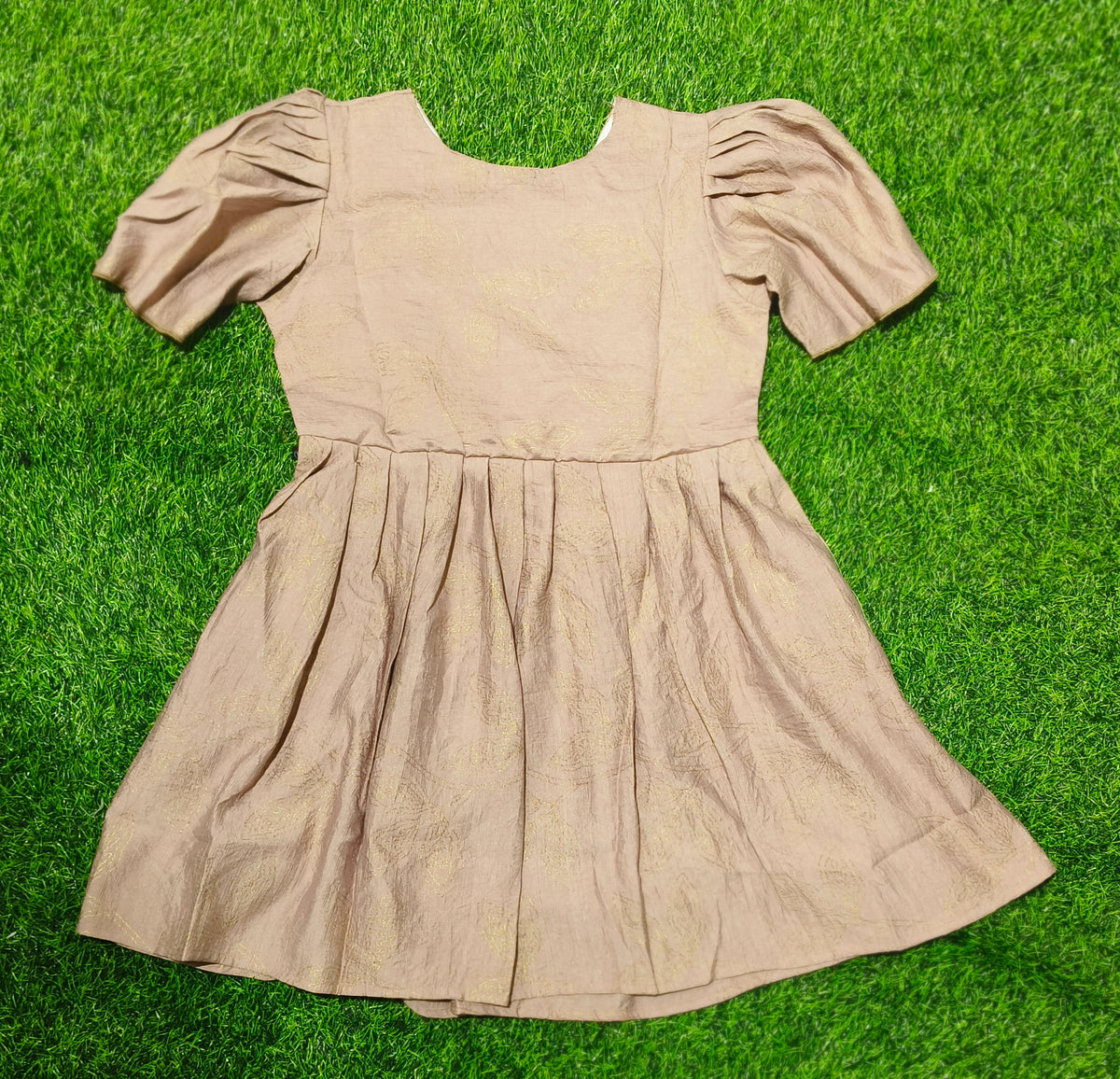 Girls Dusty Purple V-Neck Floral Printed Bell Sleeve Frock