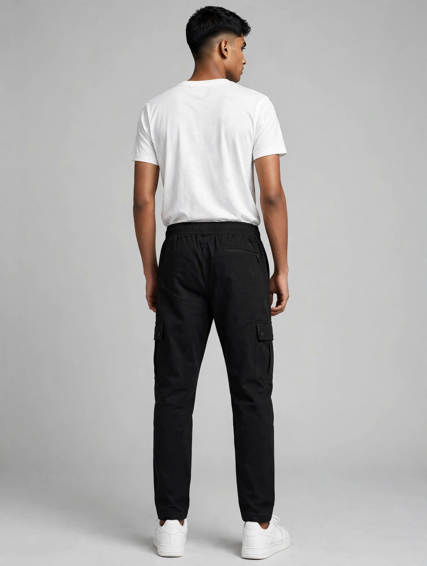 Men's Black Cargo Track Pant - 4 Pocket  - Loose Fit - Daily Wear & Gym