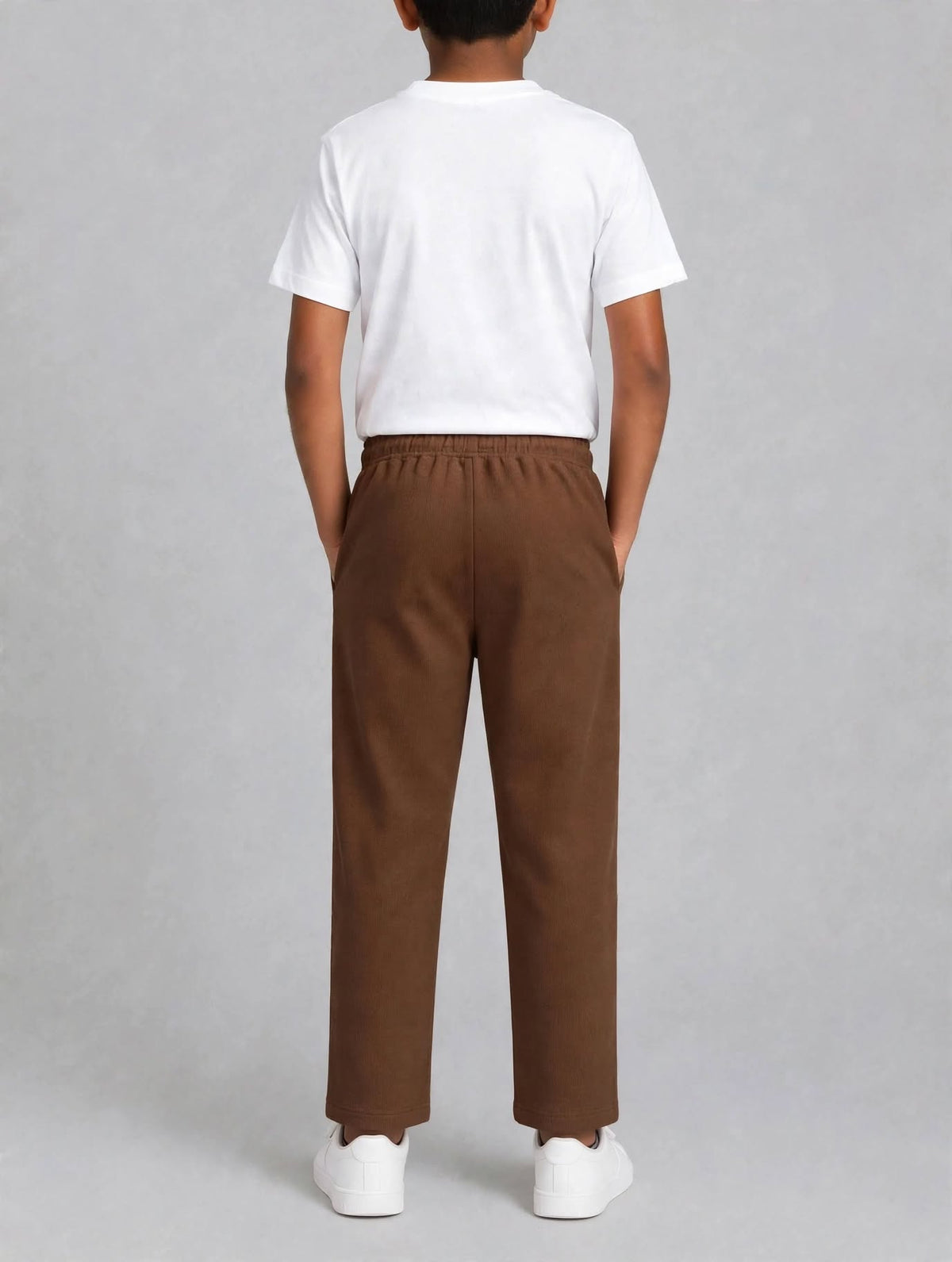 Kids Stylish Hosiery cotton Brown color Track Pants with Contrast Elastic Waistband and Dual Pockets