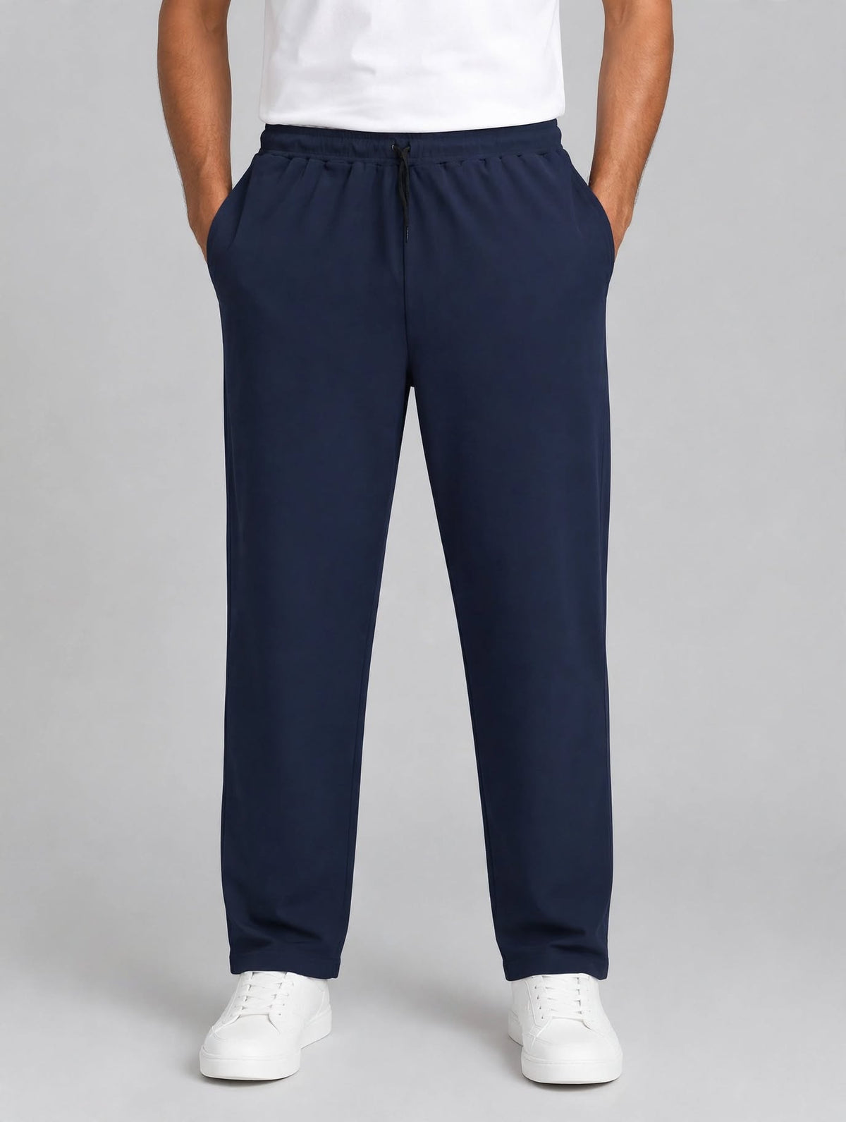 Men's Navy Blue color Hosiery cotton Casual Full-Length Track Pants