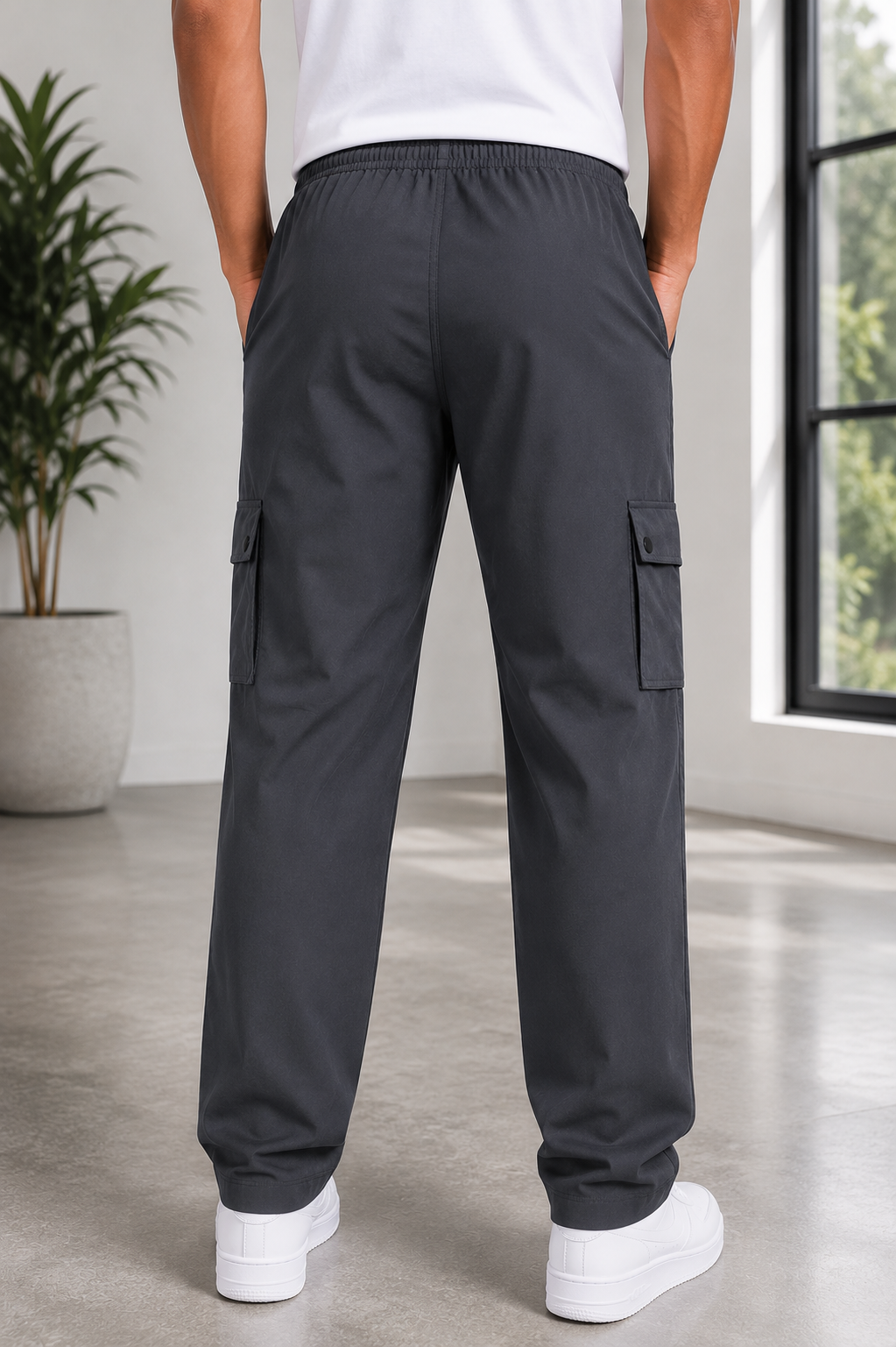 Men' Dark grey Cargo Track Pant - 4 Pocket  - Loose Fit - Daily Wear & Gym
