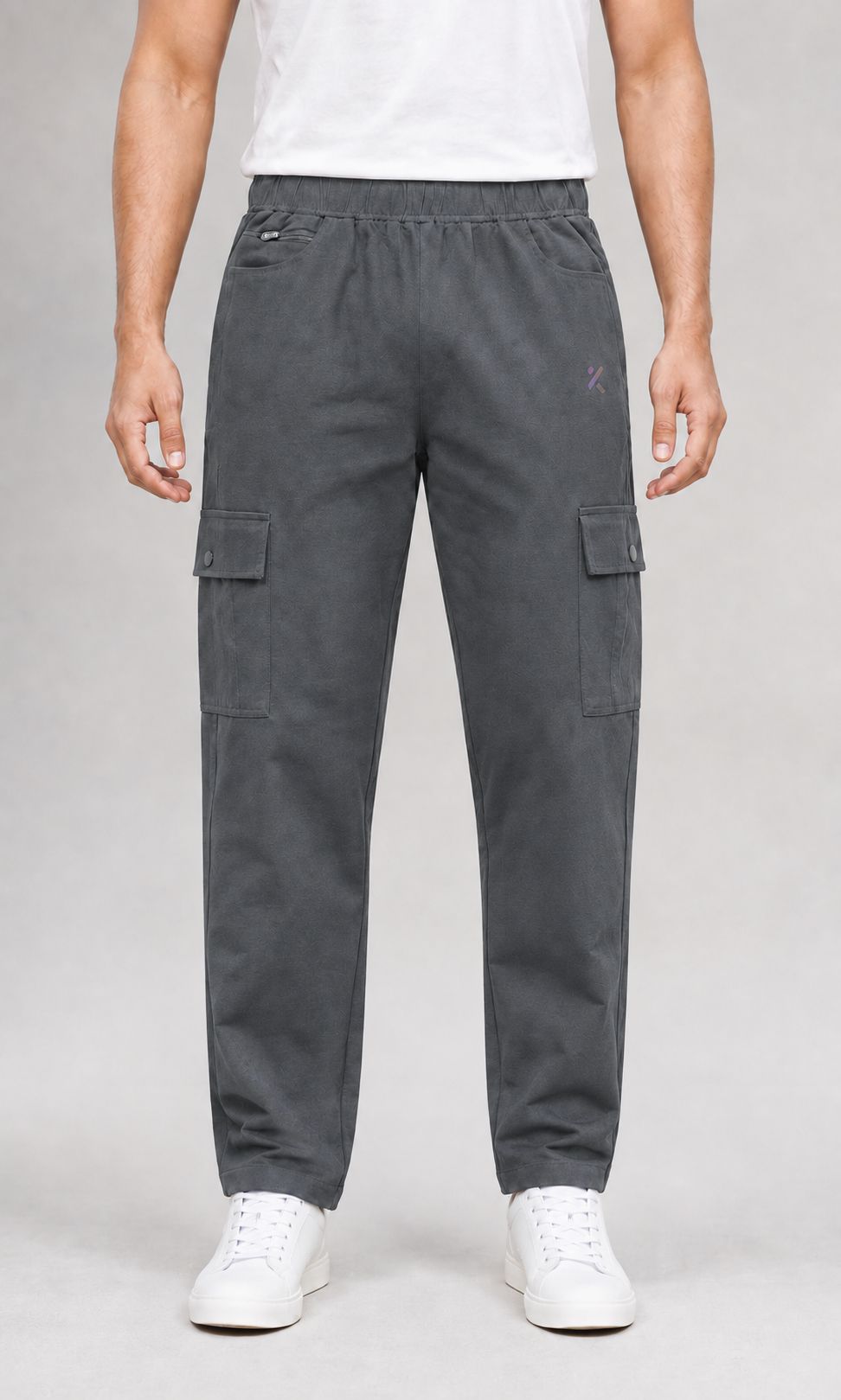 Men's BLACK Cargo Track Pant - 4 Pocket Sports Lower