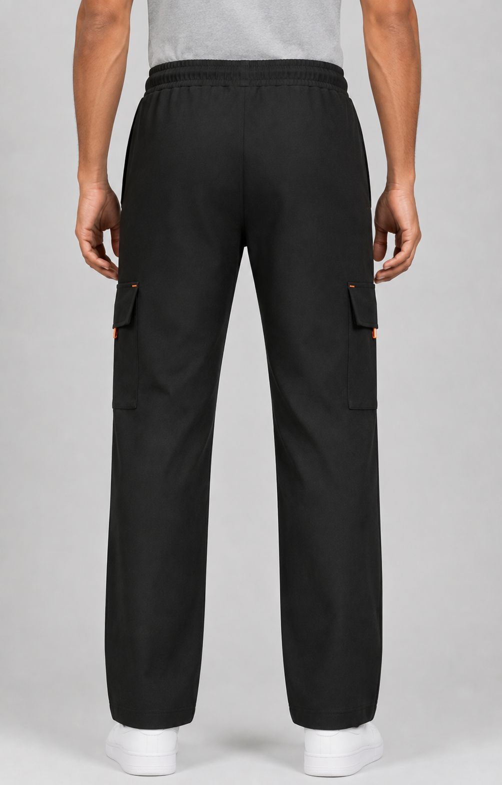 Men's Dark Charcoal Black Cargo Track Pant - 4 Pocket - Loose Fit