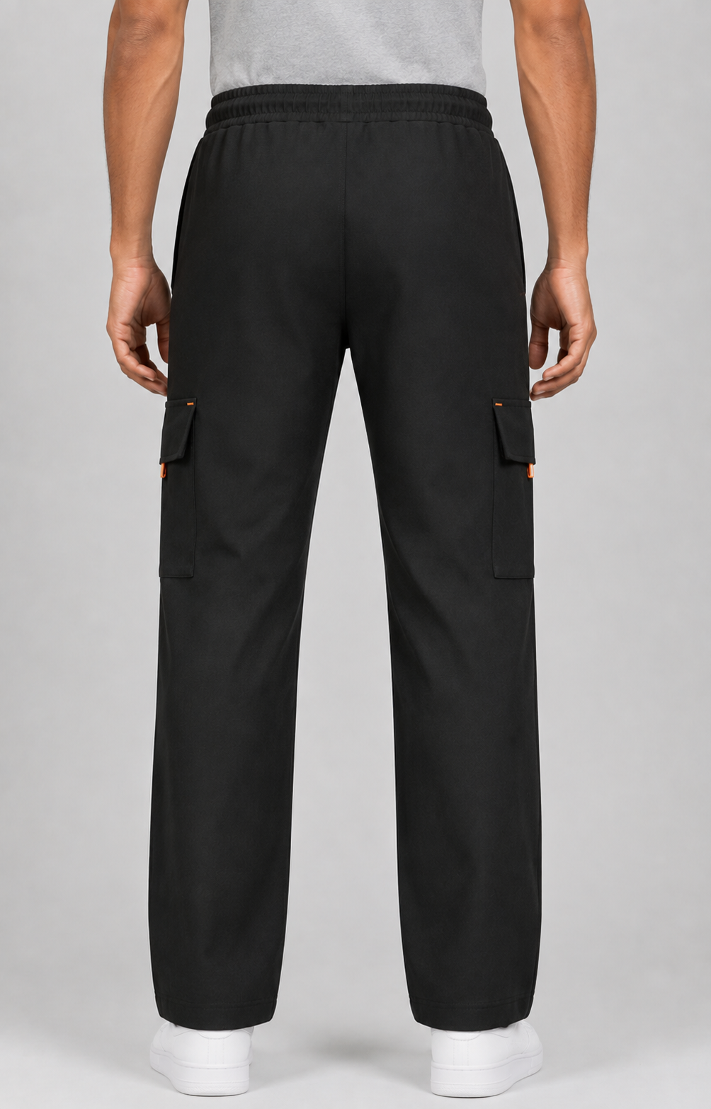 Men's Dark Charcoal Black Cargo Track Pant - 4 Pocket - Loose Fit