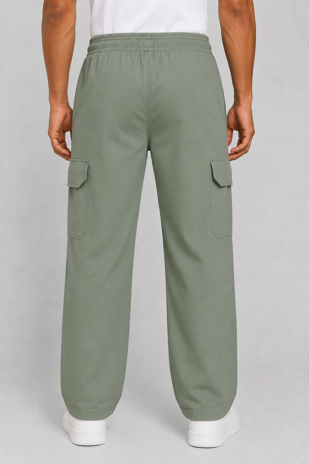 Aerotrack Men's Sage Green Cargo Track Pants with Zipper Pockets