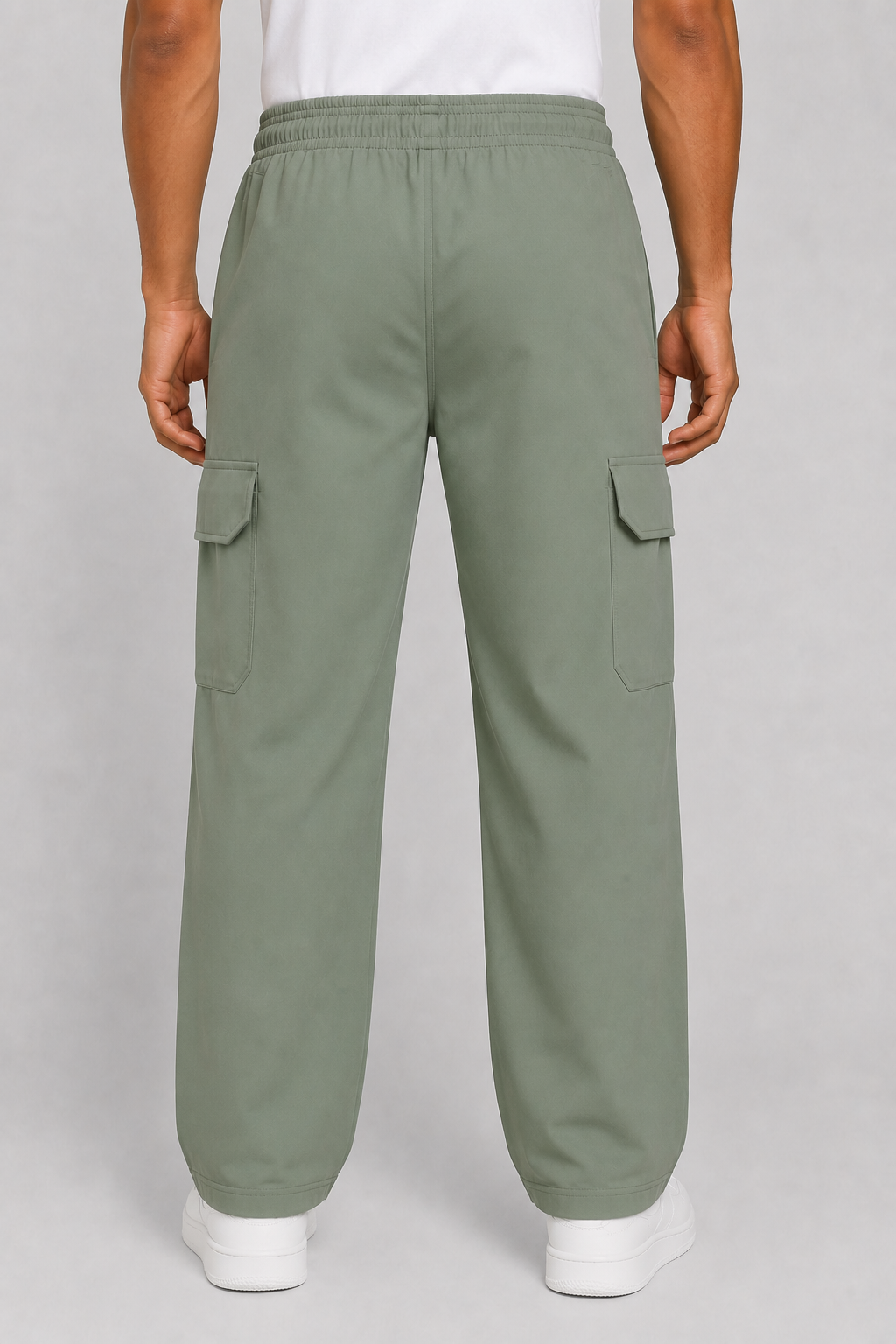 Aerotrack Men's Sage Green Cargo Track Pants with Zipper Pockets