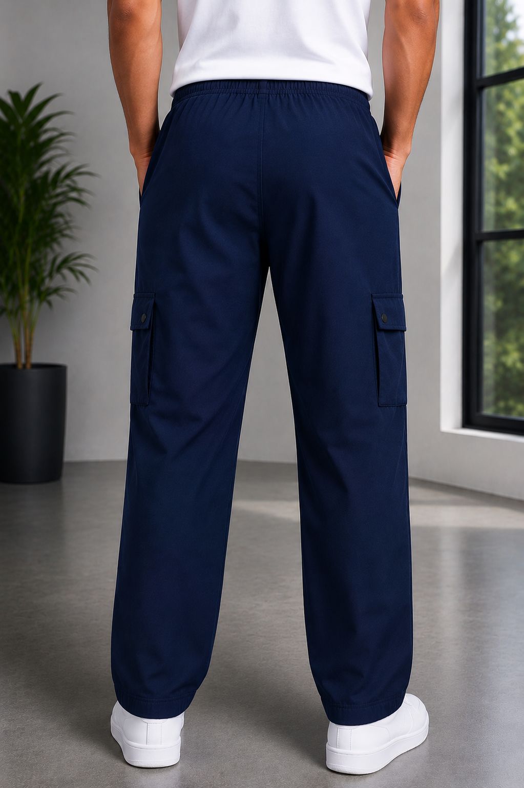 Men' Navy Blue Cargo Track Pant - 4 Pocket  - Loose Fit - Daily Wear & Gym