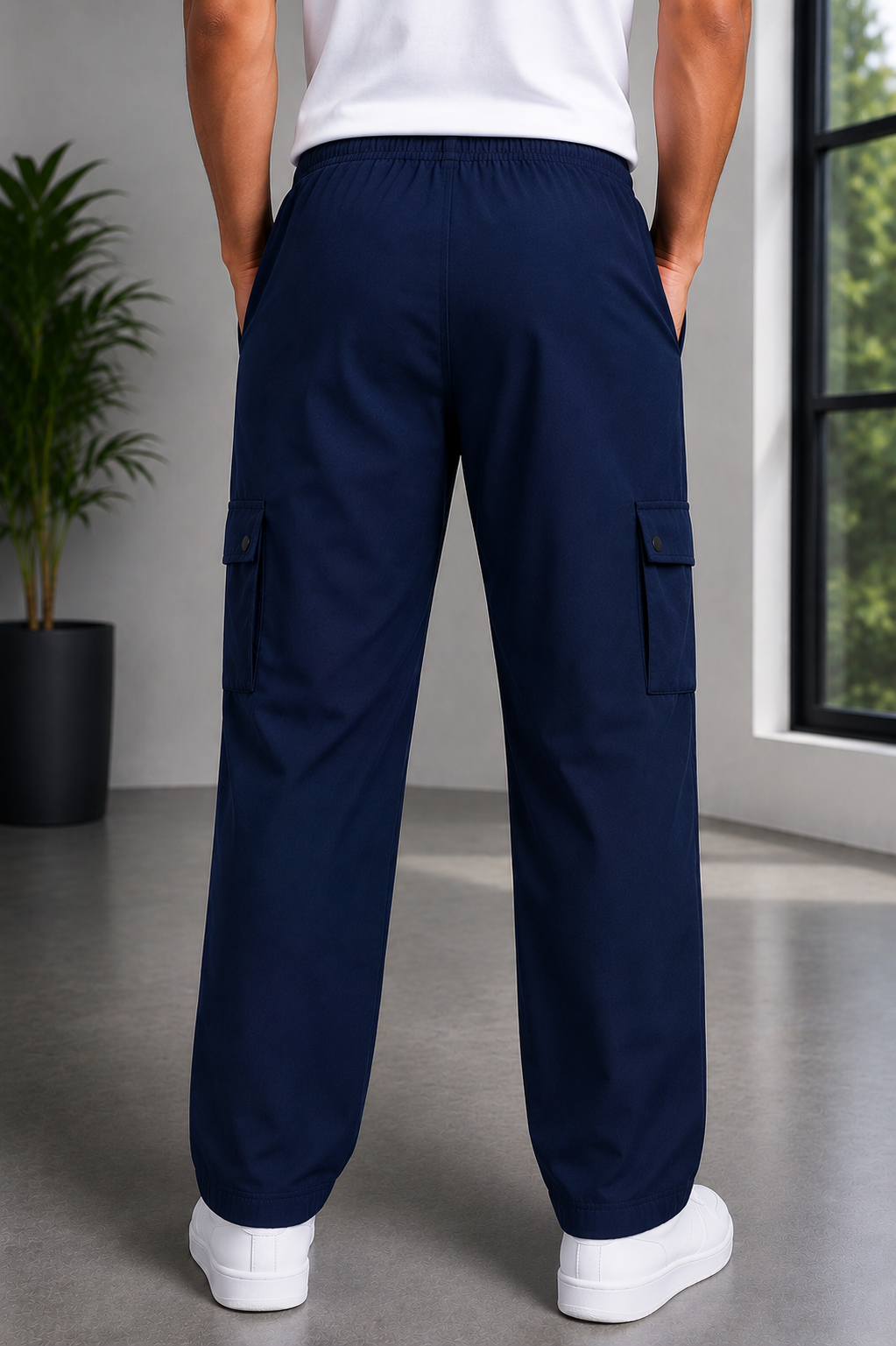 Men' Navy Blue Cargo Track Pant - 4 Pocket  - Loose Fit - Daily Wear & Gym