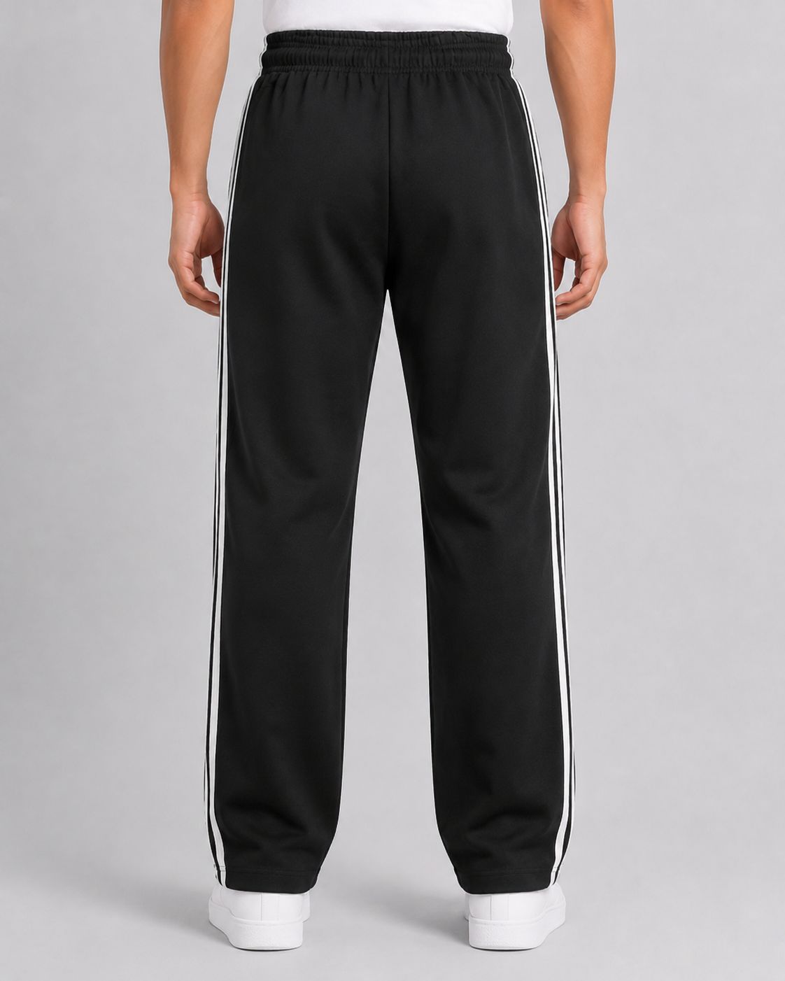 Men's BLACK Track Pant - Triple White Side StripeS