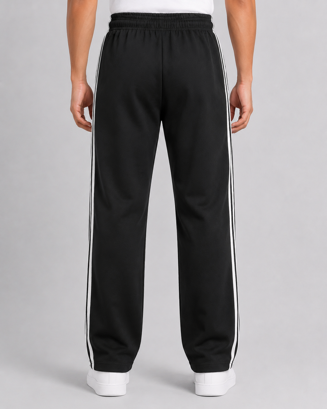 Men's BLACK Track Pant - Triple White Side StripeS