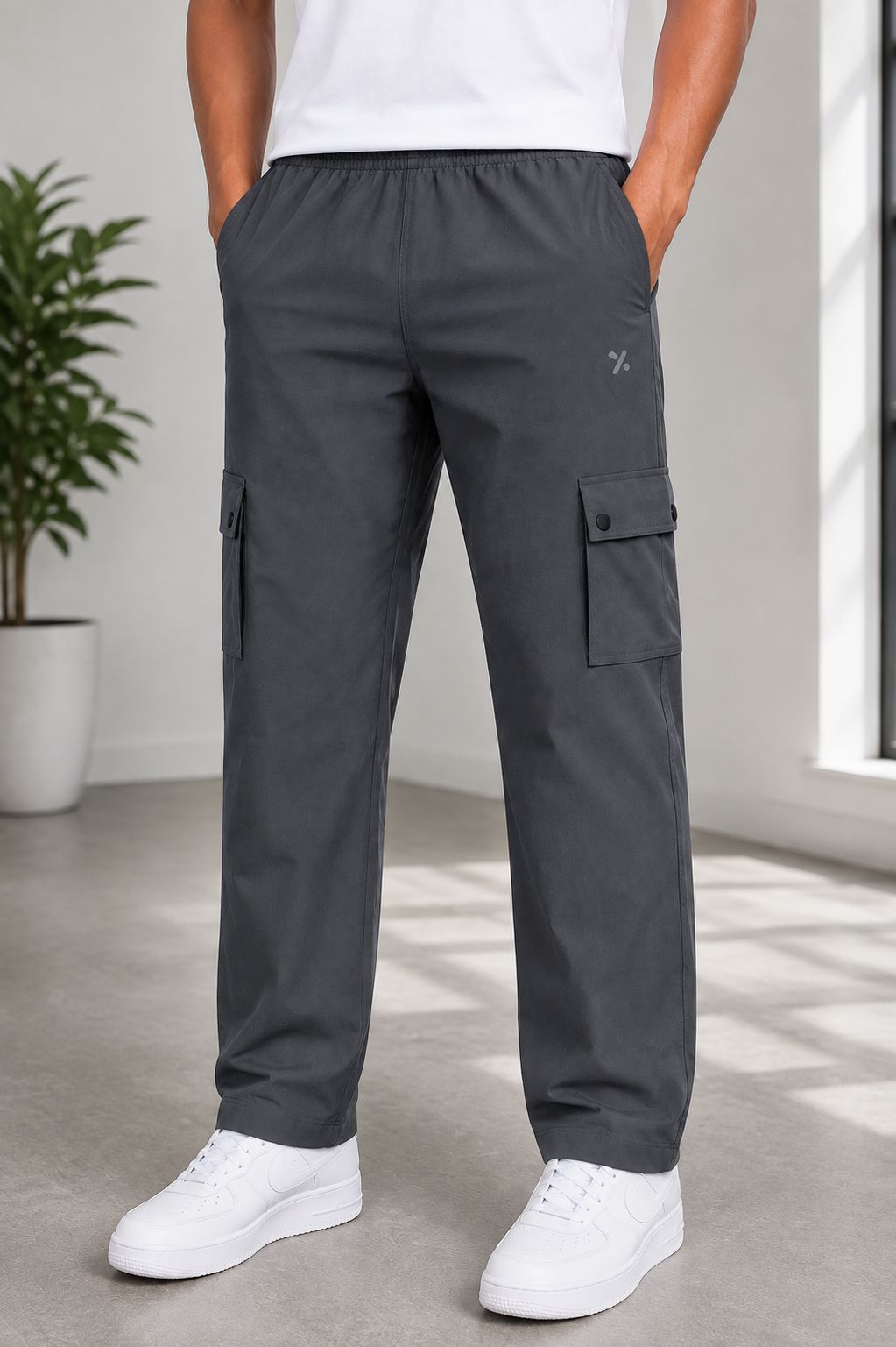 Men' Dark grey Cargo Track Pant - 4 Pocket  - Loose Fit - Daily Wear & Gym