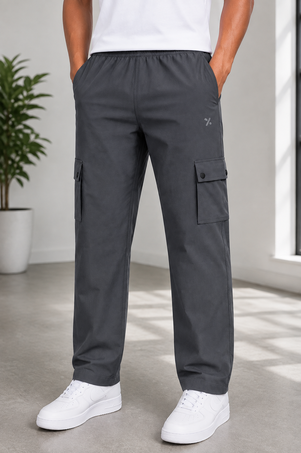 Men' Dark grey Cargo Track Pant - 4 Pocket  - Loose Fit - Daily Wear & Gym