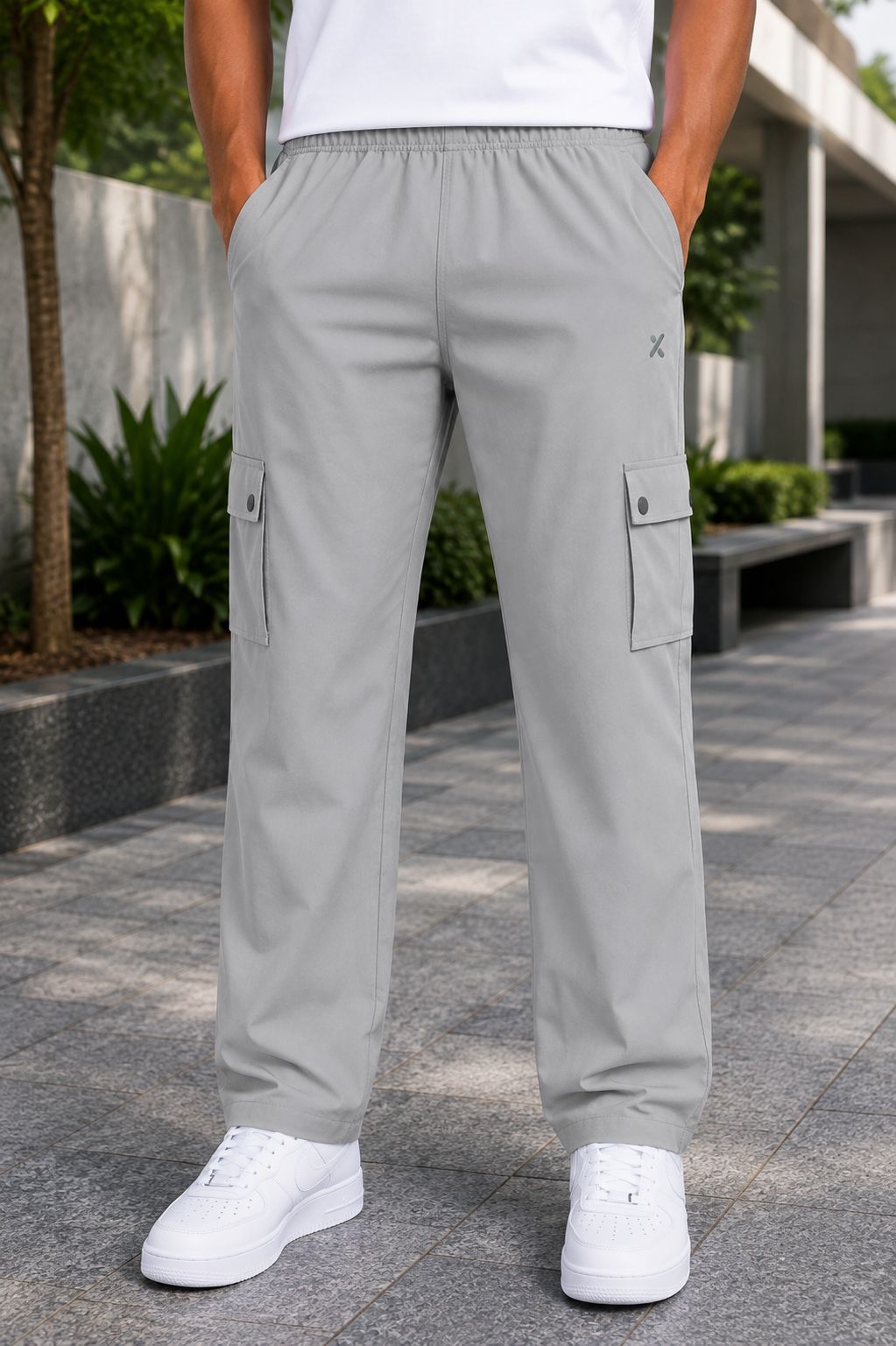 Men's Grey Cargo Track Pant - 4 Pocket  - Loose Fit - Daily Wear & Gym
