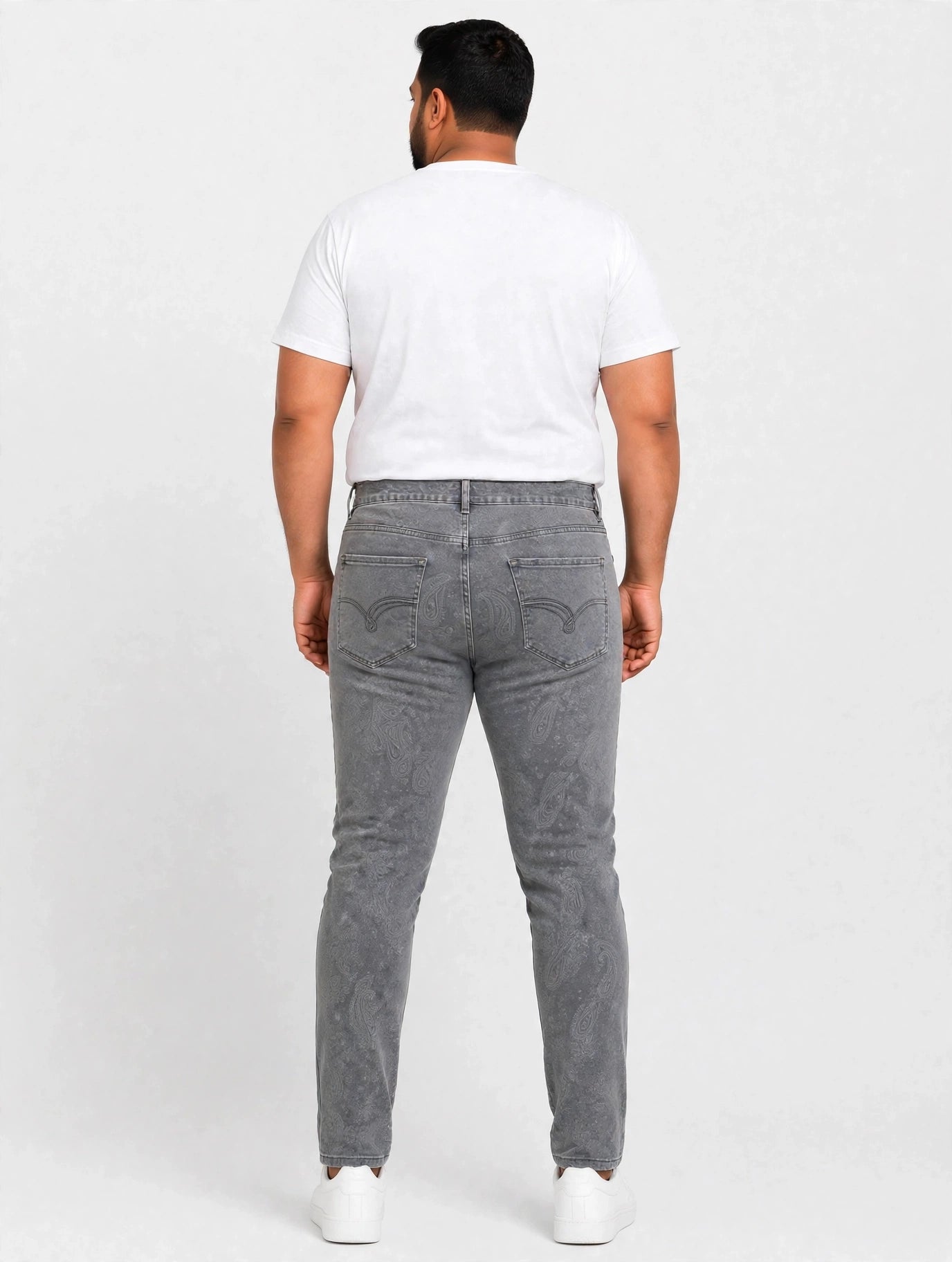 Men’s Charcoal Grey Washed Slim Fit Stretch Denim Jeans