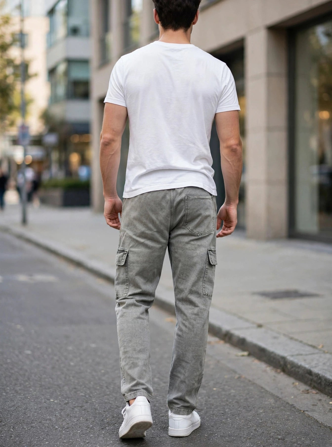 Men's Light Grey Cargo Type Track Pant, Drawstring Track Pant For Men