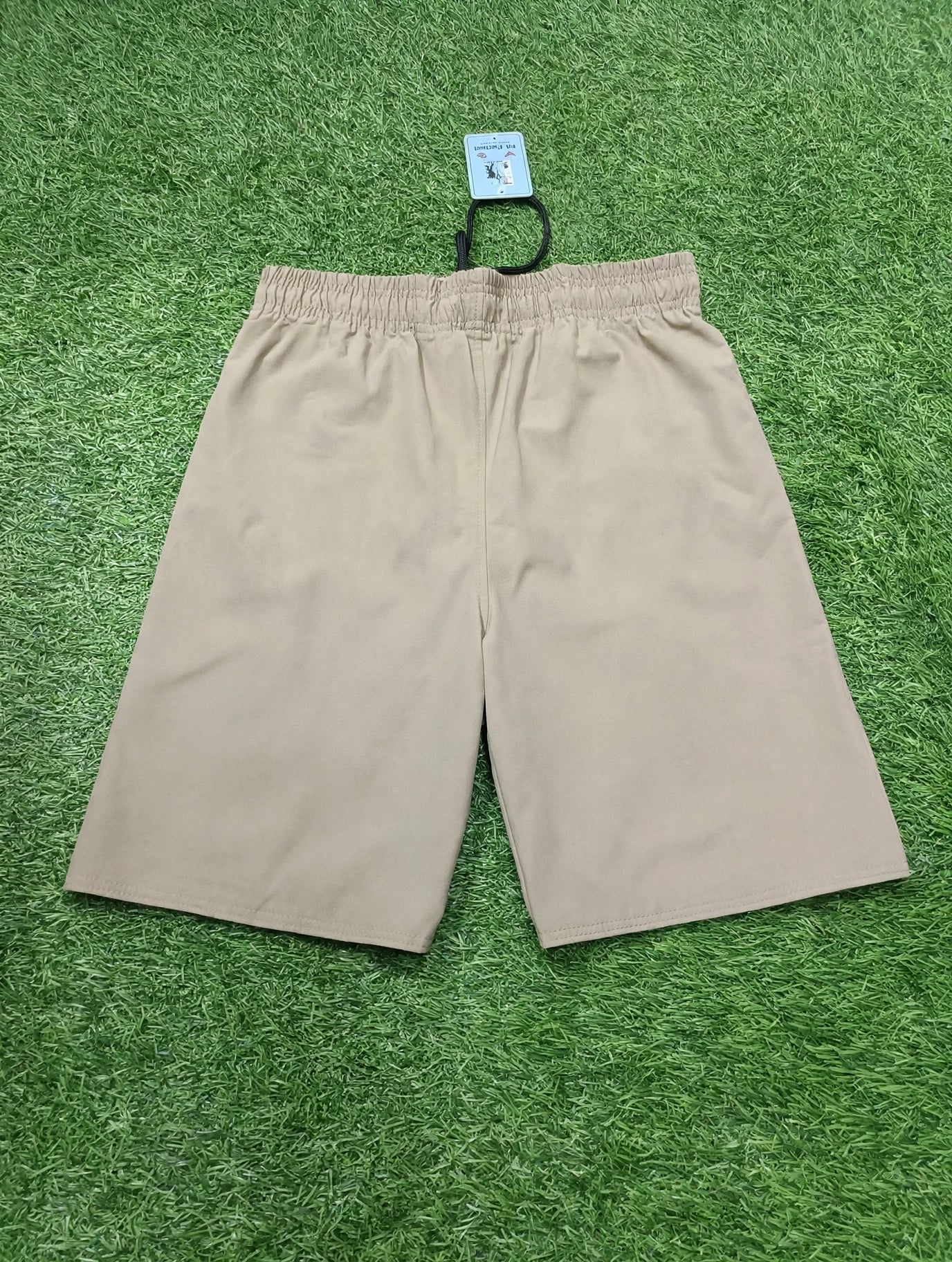 Men’s Dark khaki Brown Textured Sports Shorts with Elastic Waist & Zipper Pockets