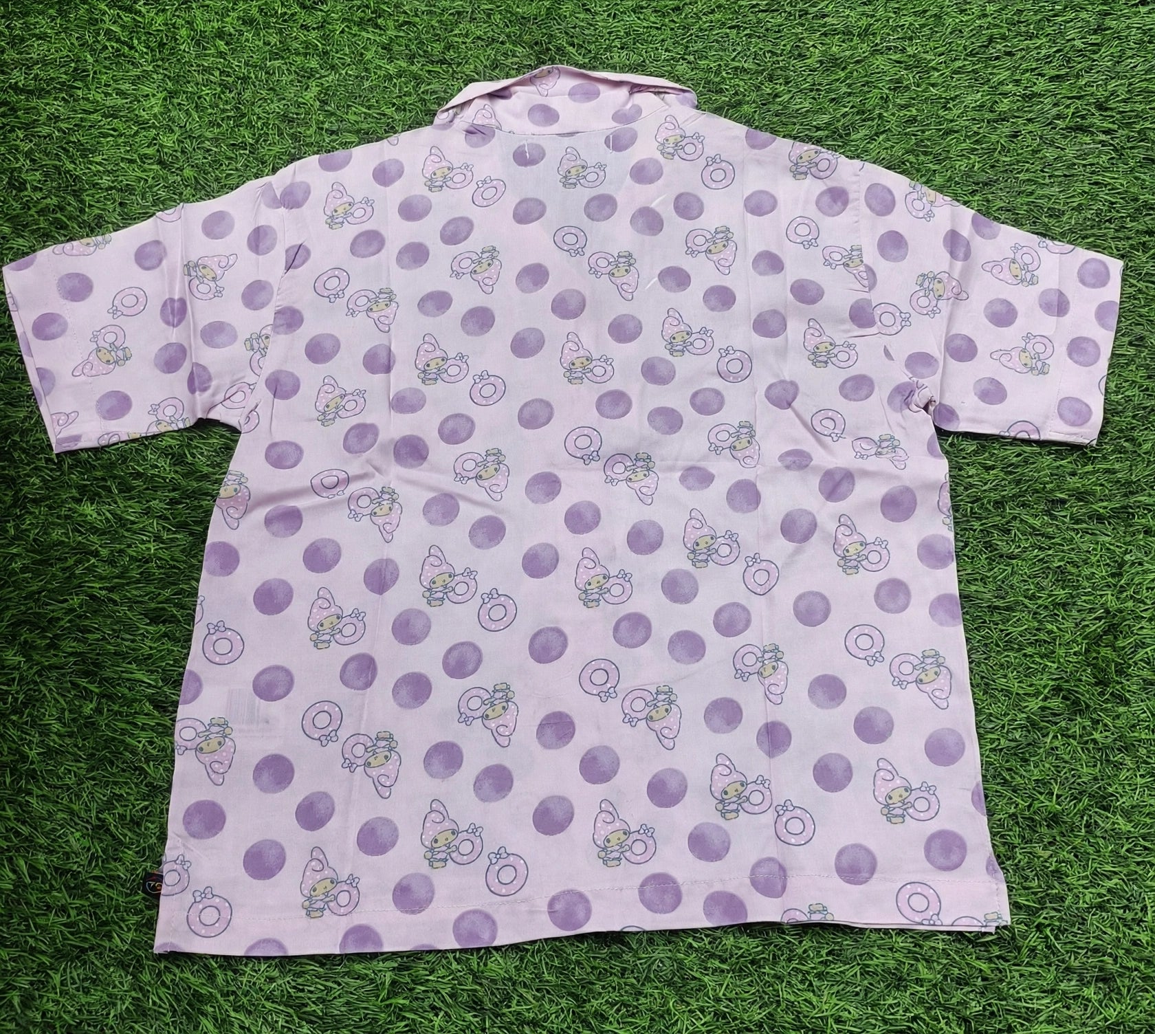 Teen Colours Girls Light Pink Cartoon Rabbit Print Cuban Collar rayon Baggy Shirt