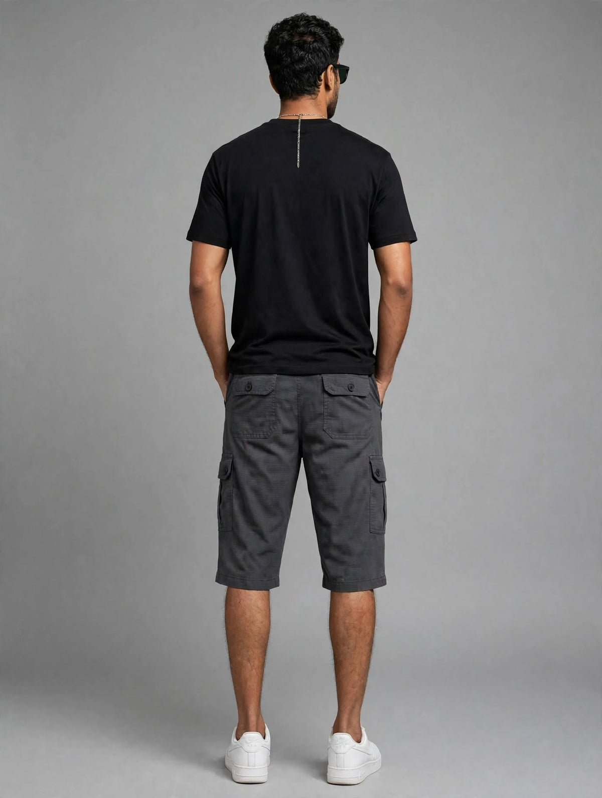 Men's Dark Grey Cargo Short - 6 Pockets