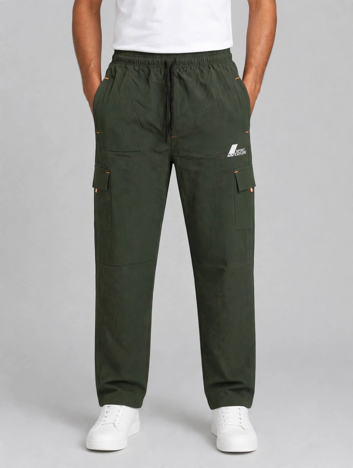 Men's Pachi Green Cargo Track Pant - 4 Pocket Sports Lower