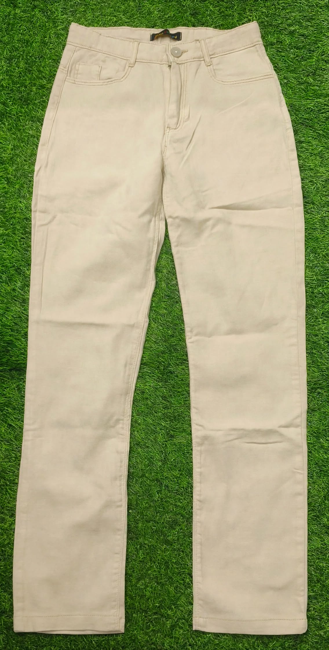 Teen Colours Kids Light Beige Cotton Straight Fit Pant with 4 Pockets