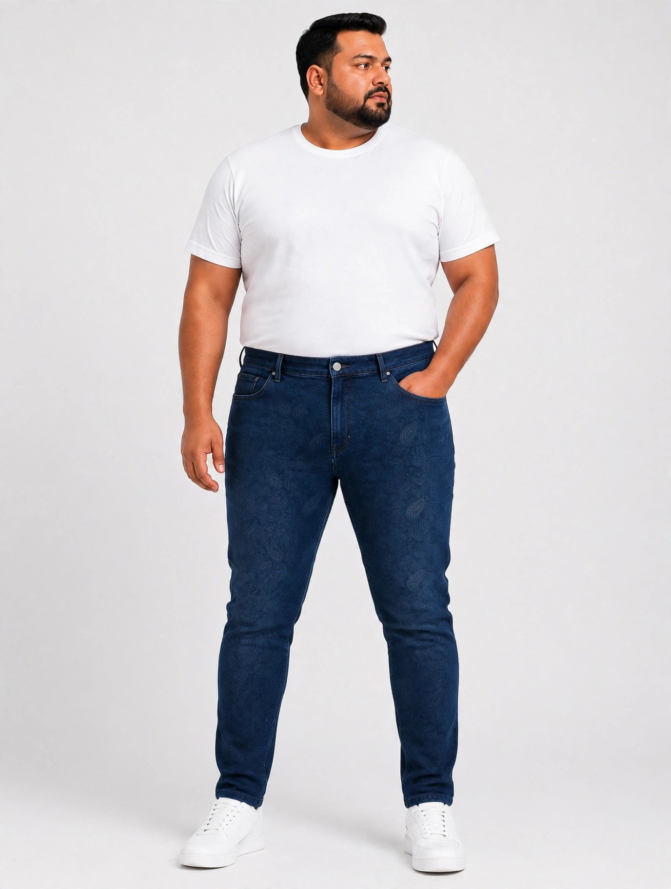 Men’s Dark Blue Washed Slim Fit Stretch Denim Jeans