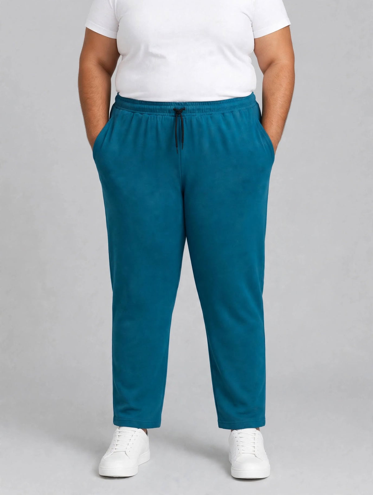 Men's Teal Blue color Hosiery cotton Casual Full-Length Track Pants