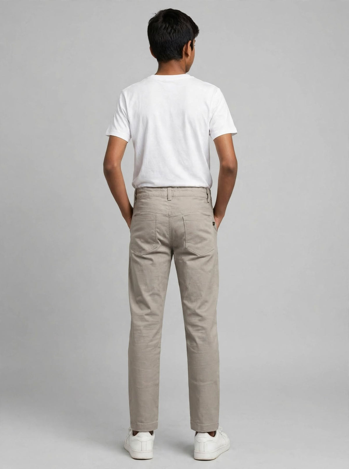 Teen Colours Kids Light Khaki Cotton Straight Fit Pant with 4 Pockets