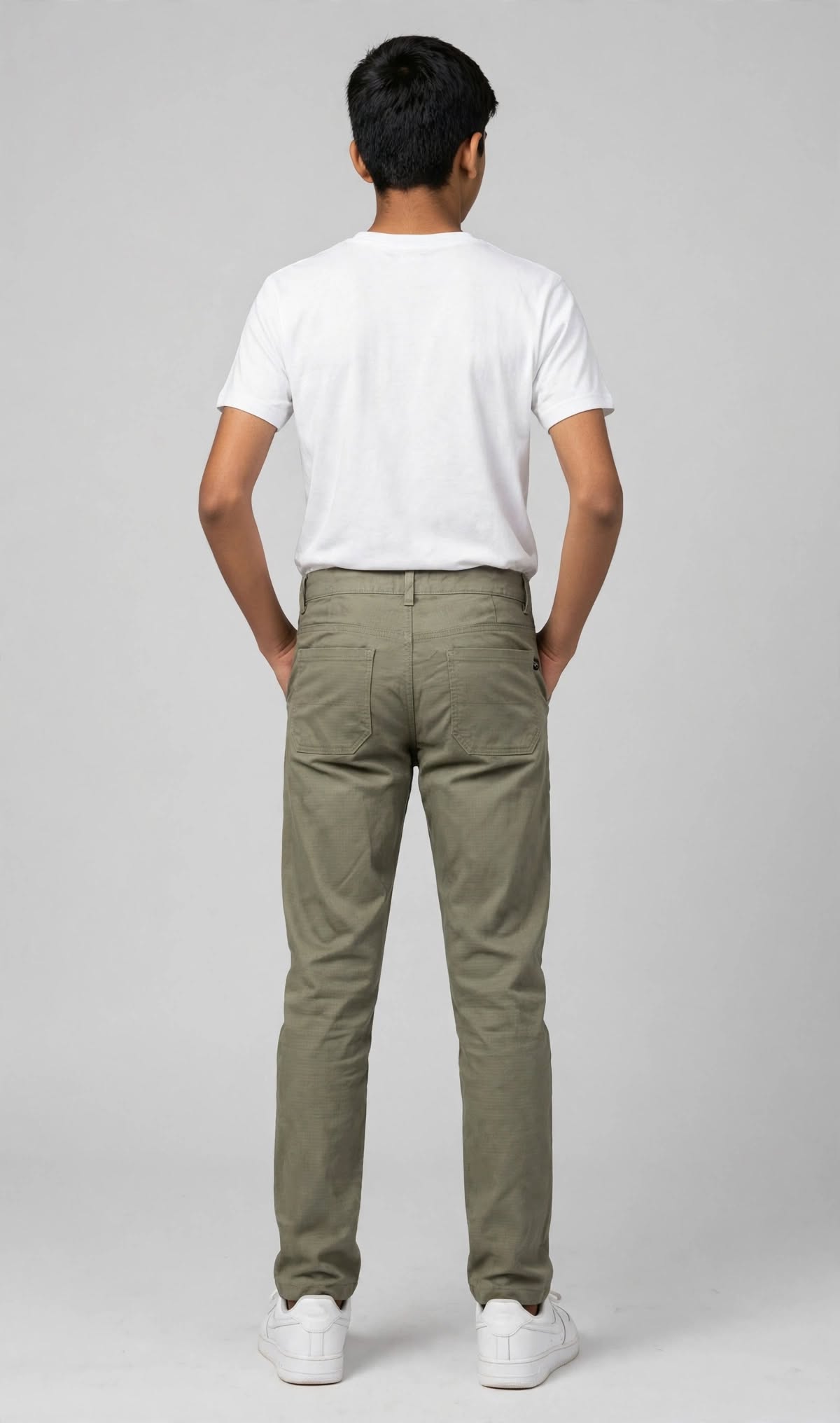Teen Colours Kids Olive Grey Cotton Straight Fit Pant with 4 Pockets