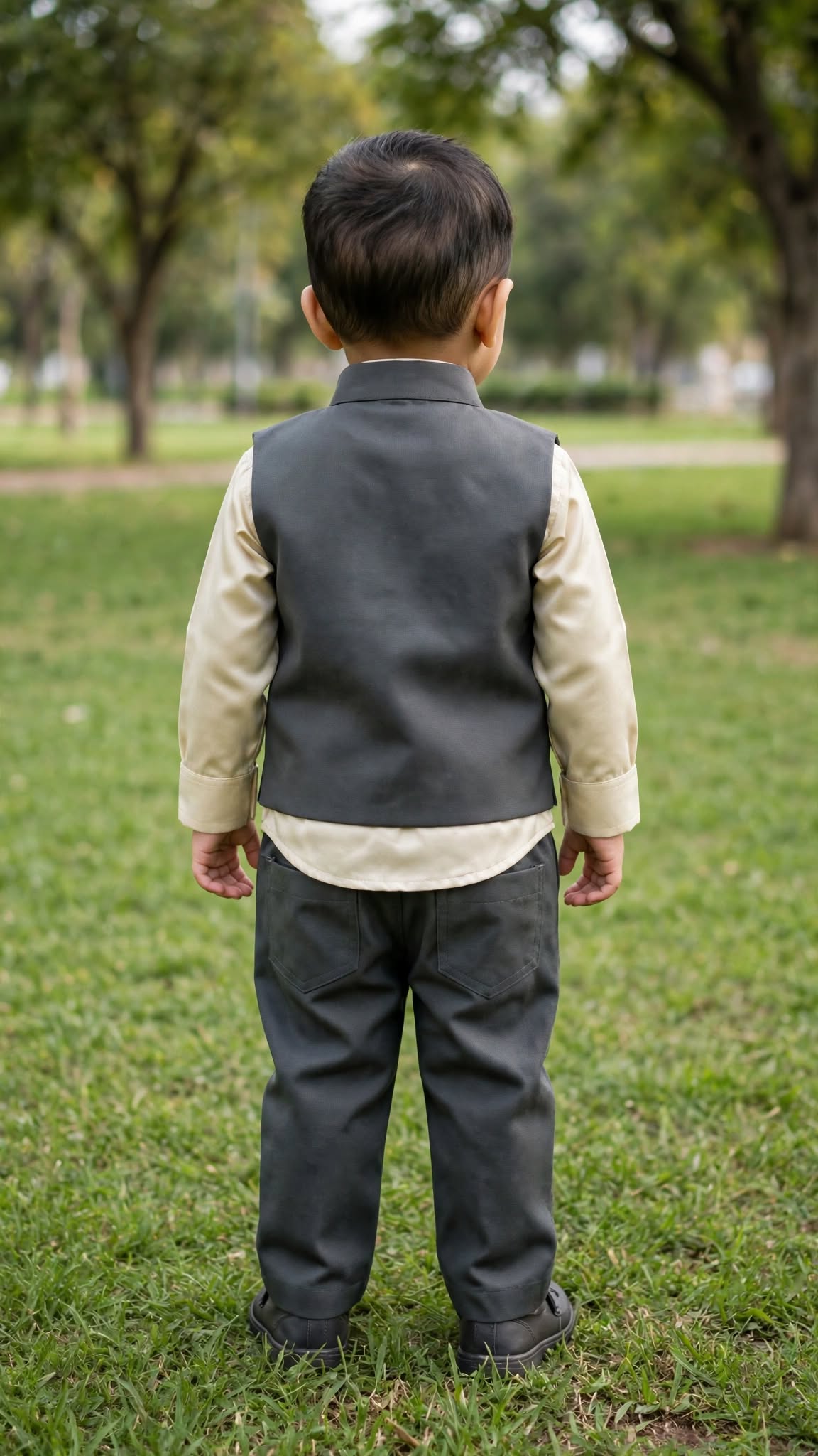 Boys Dark Grey and Beige Cargo Coat and Pant Set