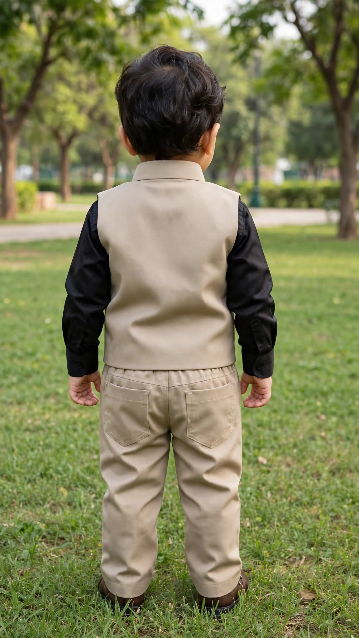 Boys Black and Khaki Brown Cargo Coat and Pant Set