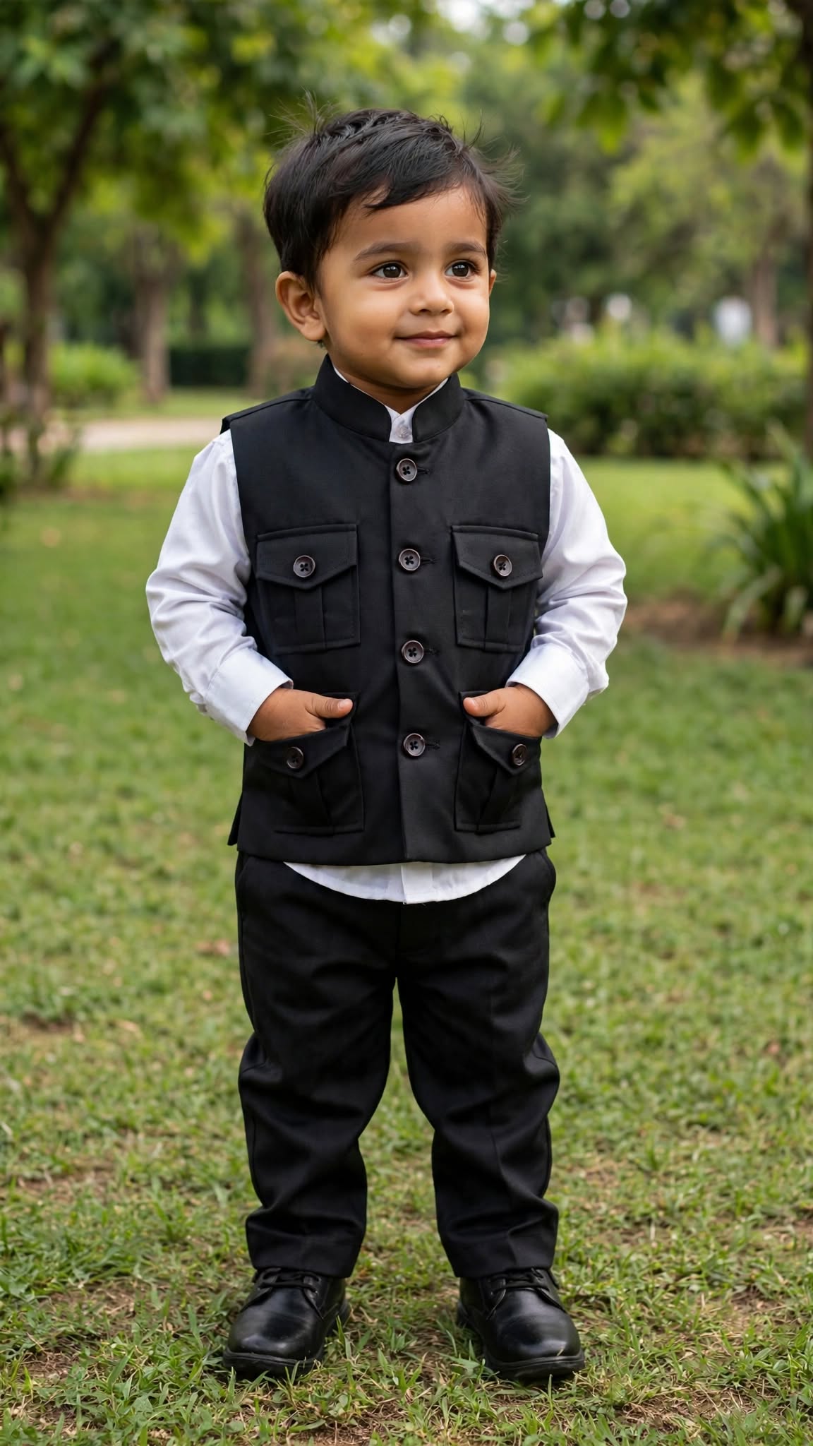 Boys Navy Blue and Grey Cargo Coat and Pant Set