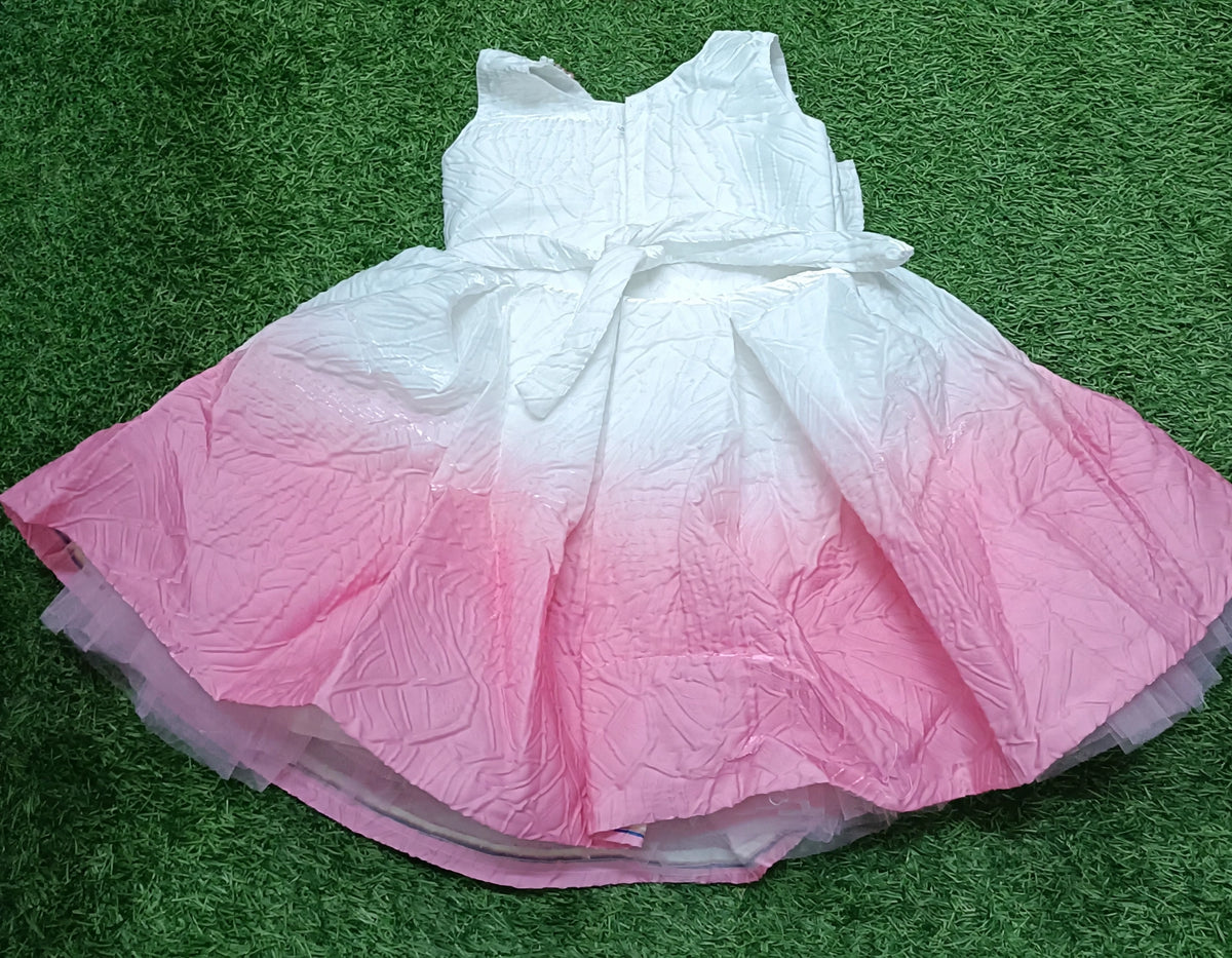 Girls Light Pink Floral Party Wear Frock