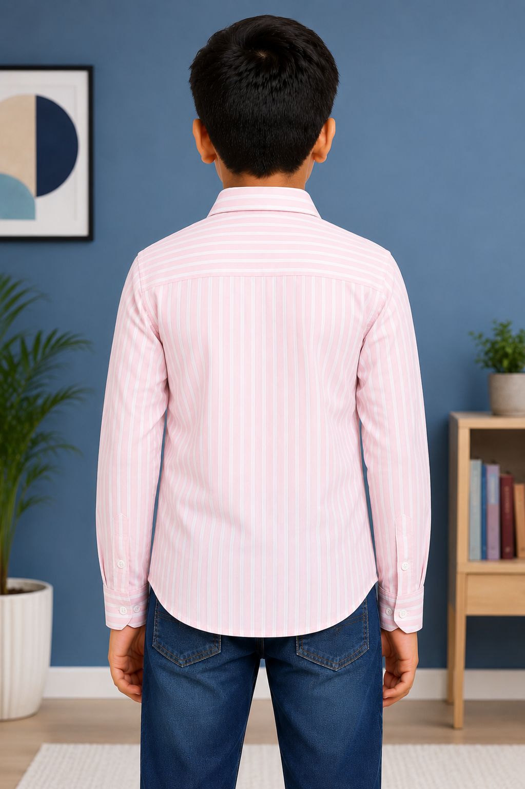 Boys Baby pink Striped Collared Casual Wear Shirt
